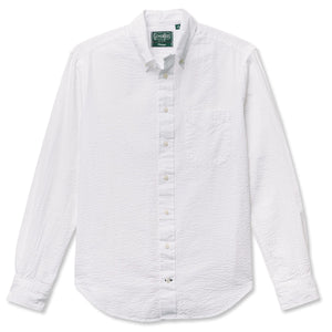 Gitman Vintage White Seersucker Long Sleeve Shirt Made in USA