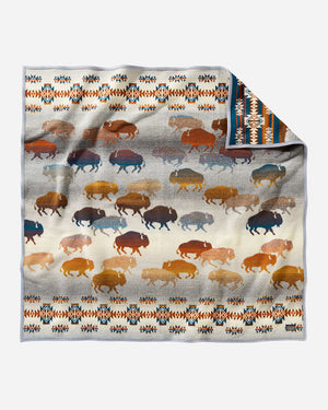 Pendleton Prairie Rush Hour Throw Grey Buffalo Wool Blanket USA