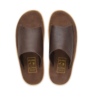 ISLAND SLIPPER PTS705BH Bull Hide Slide Chocolate made in Hawaii USA