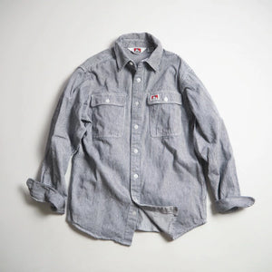 Ben Davis Button Up Work Shirt Hickory Men's Long Sleeve 100% Cotton Durable Workwear